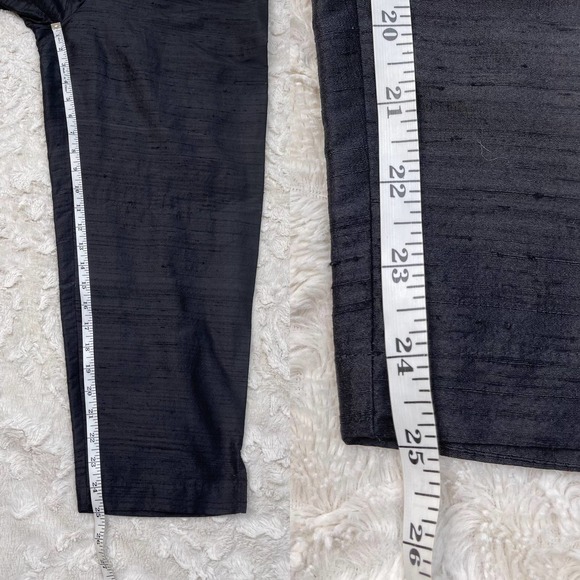 Vintage 100% raw silk pull-on easy pants balloon leg tapered trousers black M - Picture 6 of 17